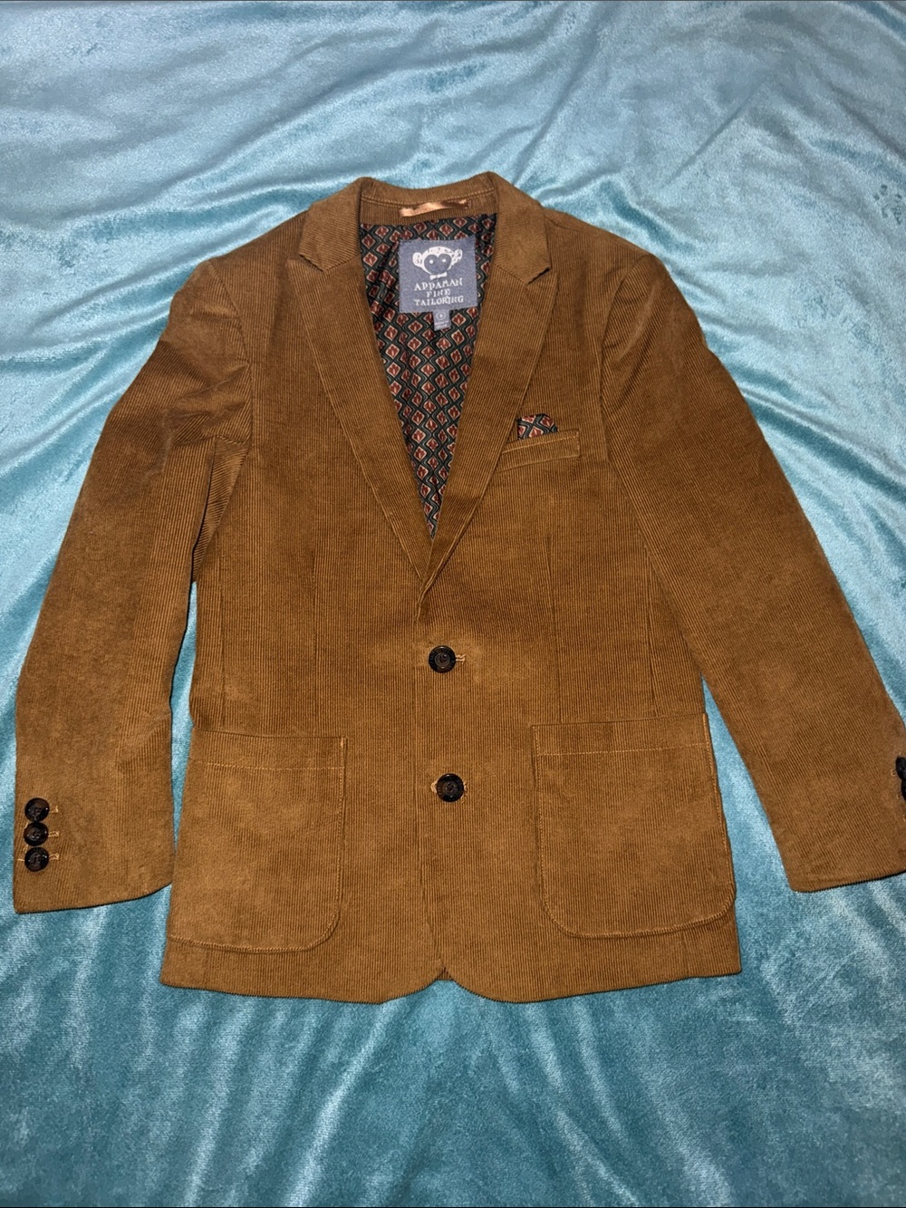 Appaman Kids Brown Corduroy Sport Coat with Patterned Lining